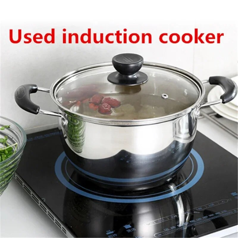 Roostevabast terasest pott Kahepõhjaline supipott Mittemagnetiline keetmine Mitmeotstarbeline kööginõud Mittenakkuva panniga induktsioonpliit kasutatud pott