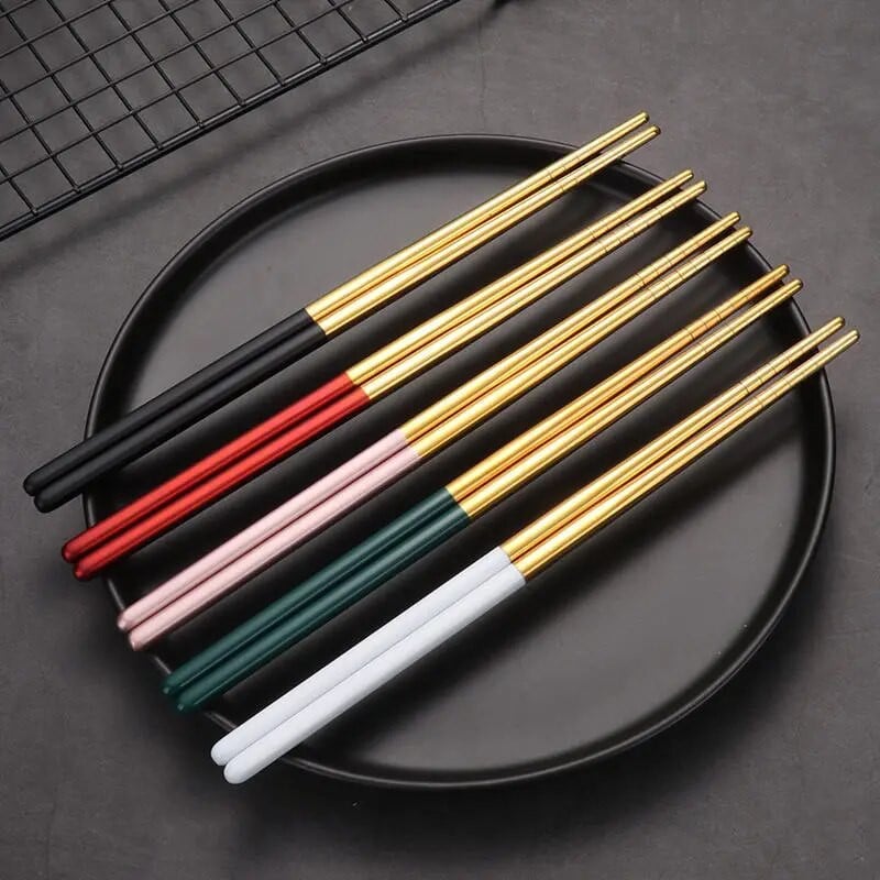 1 pora 304 nerūdijančio plieno kiniškų lazdelių virtuvės stalo reikmenys Creative Square neslystantys stalo įrankiai sušių greito maisto makaronų lazdelės