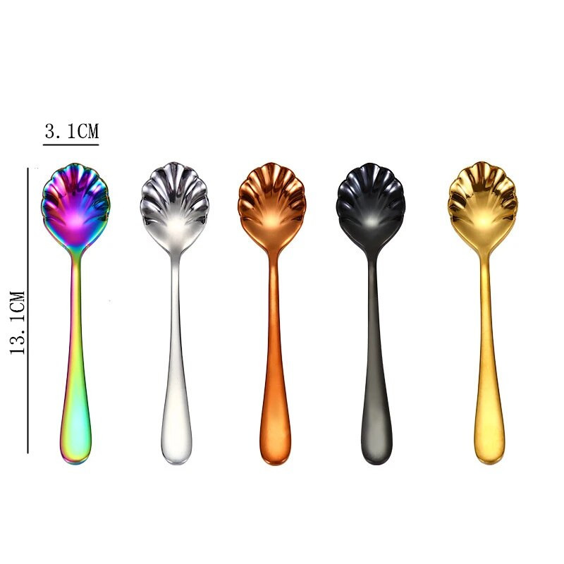 Värviline roostevabast terasest koorega magustoidulusikas Kodu loominguline jäätiselusikas Multifunktsionaalne kohvisegamislusikas Kööginõud