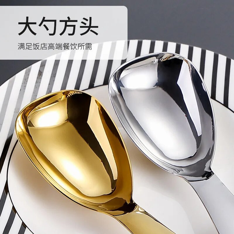 304 roostevabast terasest suure mahutavusega supilusikad hõbedased kuldsed peegliga poleeritud sügavad lauanõud koduköök riisi jaoks