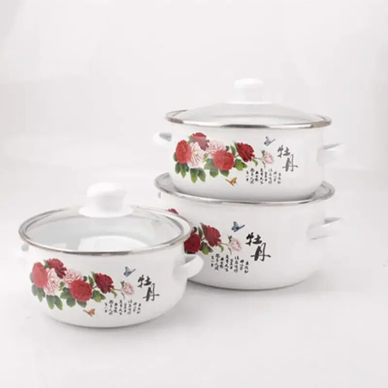 Piimapott emailiga pott emailiga kauss beebitoidukauss kauss kõrvakõrvapott Multifilm riisikauss kaanega Induktsioonpott keetmine