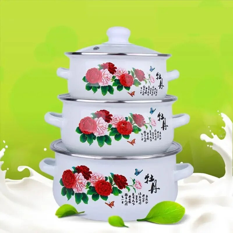 Piimapott emailiga pott emailiga kauss beebitoidukauss kauss kõrvakõrvapott Multifilm riisikauss kaanega Induktsioonpott keetmine