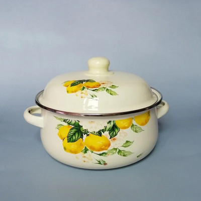 7 tolli paks hautamispott topeltkõrvadega 1,5 l portselanist emailitud supikauss kaanega kiirnuudlikauss induktsioonpliidipott