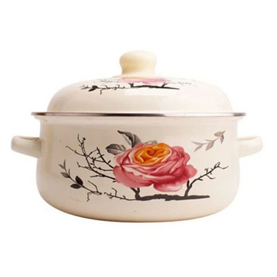 7 tolli paks hautamispott topeltkõrvadega 1,5 l portselanist emailitud supikauss kaanega kiirnuudlikauss induktsioonpliidipott