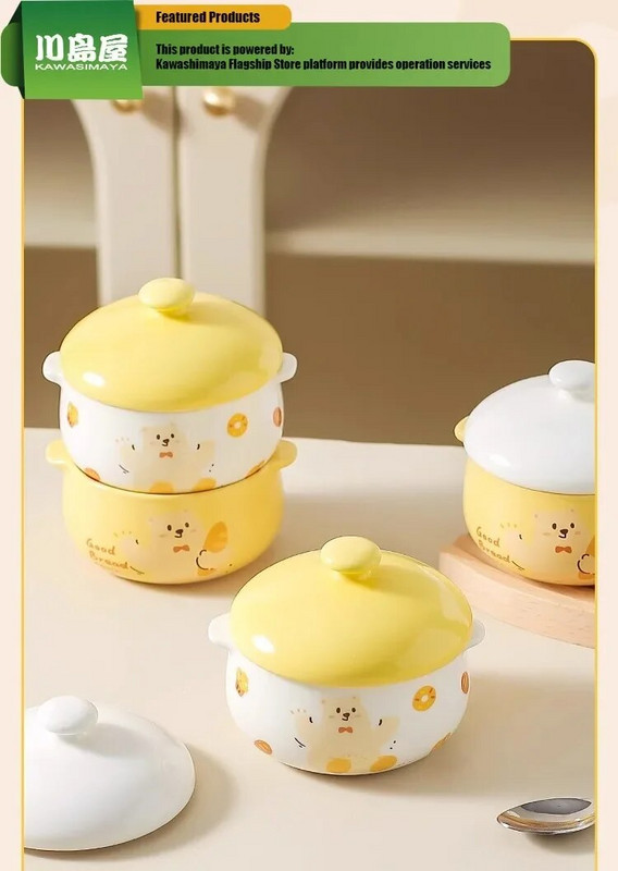 KAWASIMAYA originaalne karu Dodo hautistops keraamiline kahekõrvaline kaanega hautamispott Väike supitass aurutatud munakauss