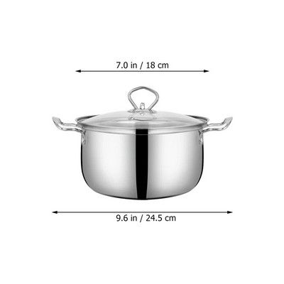 Supipoti kaas roostevabast terasest köögitarvikud kastmepann 22X16X12cm väike kastrul hõbedane klaas keeduvesi