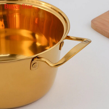 Χρυσό σκεύος σούπας 18 εκ. Ανοξείδωτες κατσαρόλες με μεταλλικό καπάκι Εργαλεία κουζίνας Οικιακά μαγειρικά σκεύη για επαγωγική κουζίνα αερίου