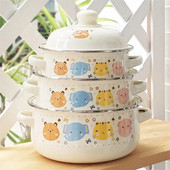 Emailipott emailiga paksendatud majapidamises kolmeosaline emailpott topeltkõrva emailiga supipott gaasiga Saadaval emailipotid toiduvalmistamiseks