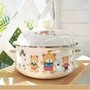 Emailipott emailiga paksendatud majapidamises kolmeosaline emailpott topeltkõrva emailiga supipott gaasiga Saadaval emailipotid toiduvalmistamiseks