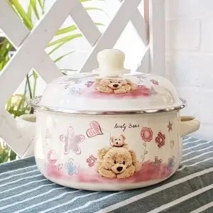 Emailipott emailiga paksendatud majapidamises kolmeosaline emailpott topeltkõrva emailiga supipott gaasiga Saadaval emailipotid toiduvalmistamiseks