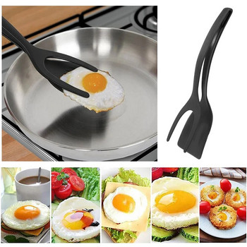 Многофункционална 2 в 1 въртяща се за яйца щипка за готвене Незалепващ хляб Обръщащи се джаджи Кухненски прибори Силиконова шпатула Инструмент за готвене