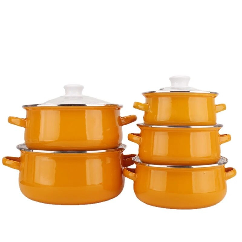 Vintage emailiga pott gaasi- ja elektripliitidele, paks ja tahke 16–24 cm supi- ja hautamispott