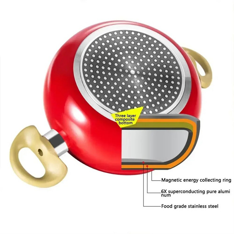 Kūrybiškas vaisių formos puodas Aliuminis nepridegantis sriubos puodas Keptuvė Virtuvės indų rinkinys Virtuvės reikmenų Puodas