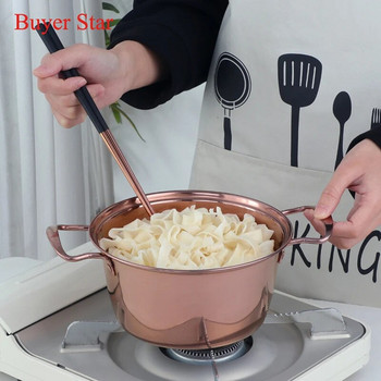 Κουζίνα 7 ιντσών Instant Noodle Pot από ανοξείδωτο ατσάλι Μικρή σούπα Stockpot Γάλα Μαγειρικά σκεύη με γυάλινο καπάκι Επαγωγική κουζίνα αερίου