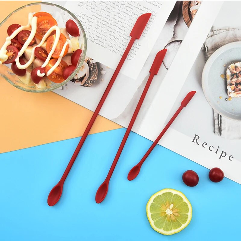 Cosmetics Scoop Skincare Products Mini Silicone Double Head Small pointed Scraper Jam Scraper Σετ εργαλείων ψησίματος 3 τεμαχίων