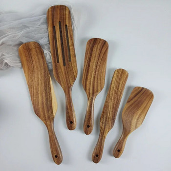 Комплект дървени шпатули Прибори за хранене Лъжица за ориз Лопатка за салата Скрепер за печене Готвене Лопата за ориз Лопата за смесване Незалепващ кухненски инструмент