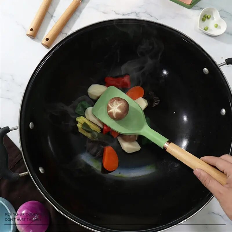 Silikoonist kööginõud Mittenakkuvad kööginõud köögiriistade komplekt Spaatliga Labidas Munapeksjad Puidust käepidemega köögitööriistad