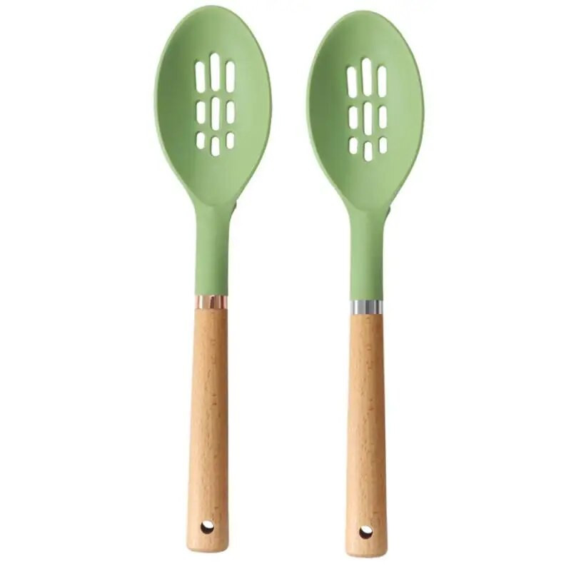 Silikoonist kööginõud Mittenakkuvad kööginõud köögiriistade komplekt Spaatliga Labidas Munapeksjad Puidust käepidemega köögitööriistad