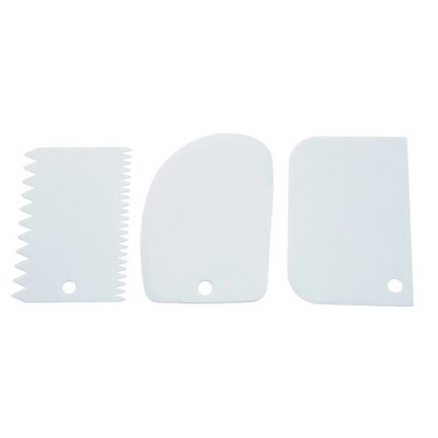 Koogikreemi kaabitsaga küpsetuskomplekt 3-osaline DIY Köök sirge kaarega hammastega kreemjas leivanuga plastikust kaabitsaga küpsetamise eritööriistad