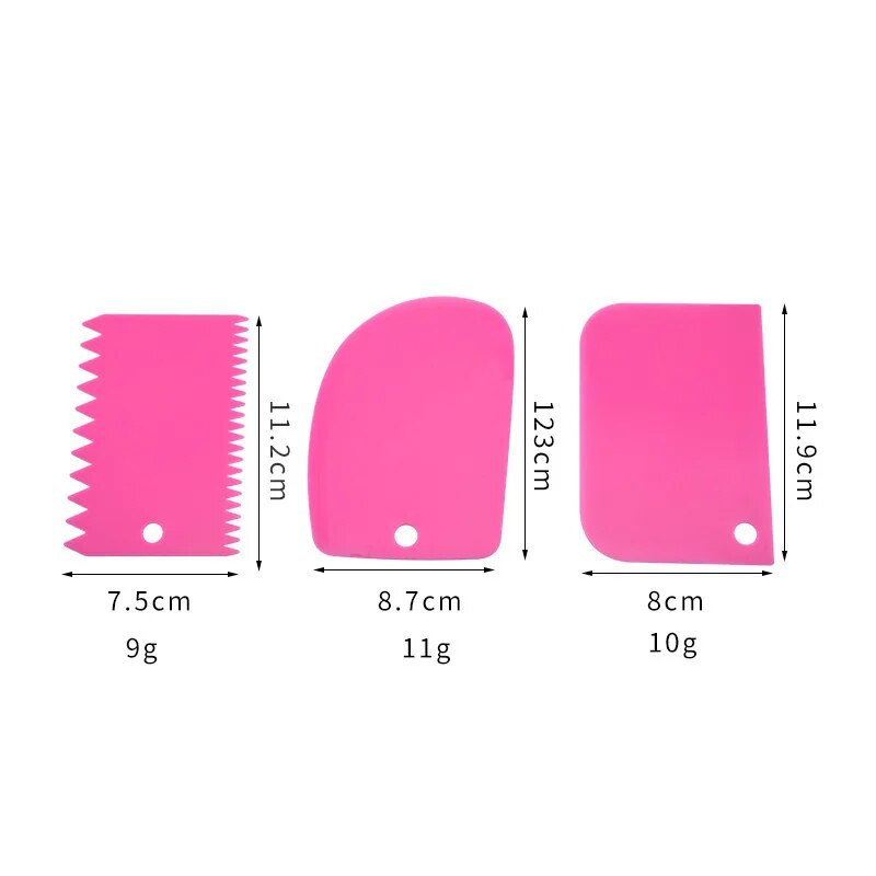 Koogikreemi kaabitsaga küpsetuskomplekt 3-osaline DIY Köök sirge kaarega hammastega kreemjas leivanuga plastikust kaabitsaga küpsetamise eritööriistad