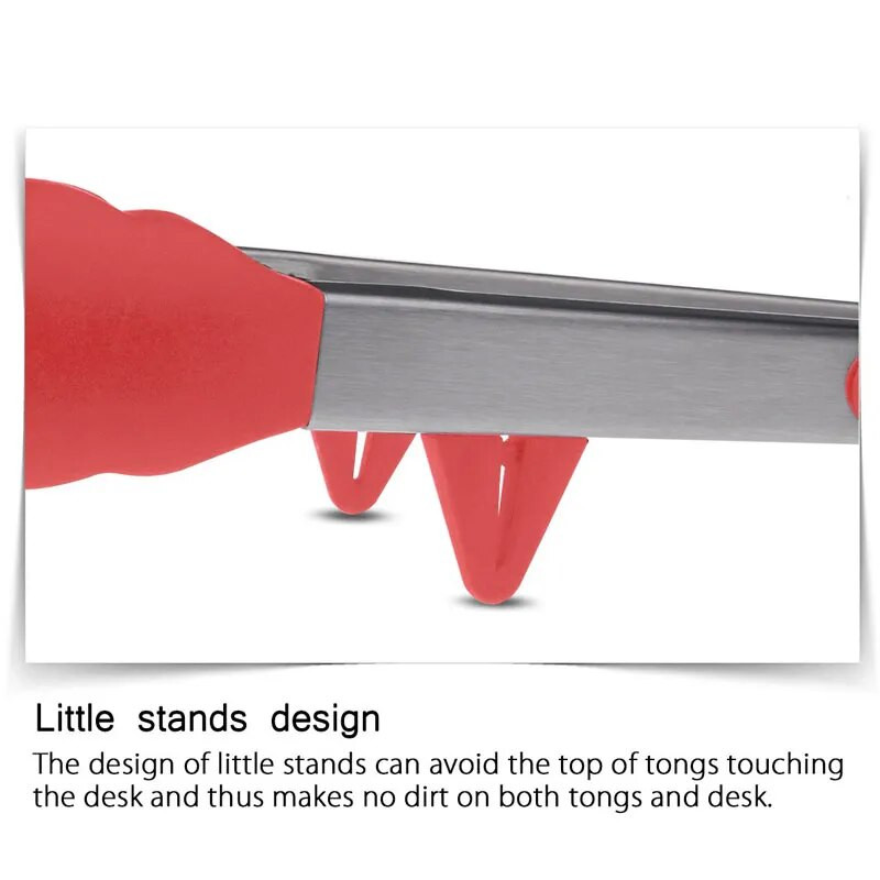 LMETJMA virtuvės kepimo žnyplės, karščiui atsparios nerūdijančio plieno kepsninės žnyplės su silikoniniais antgaliais ir stovo dizainu, skirtu salotų griliui KC0254