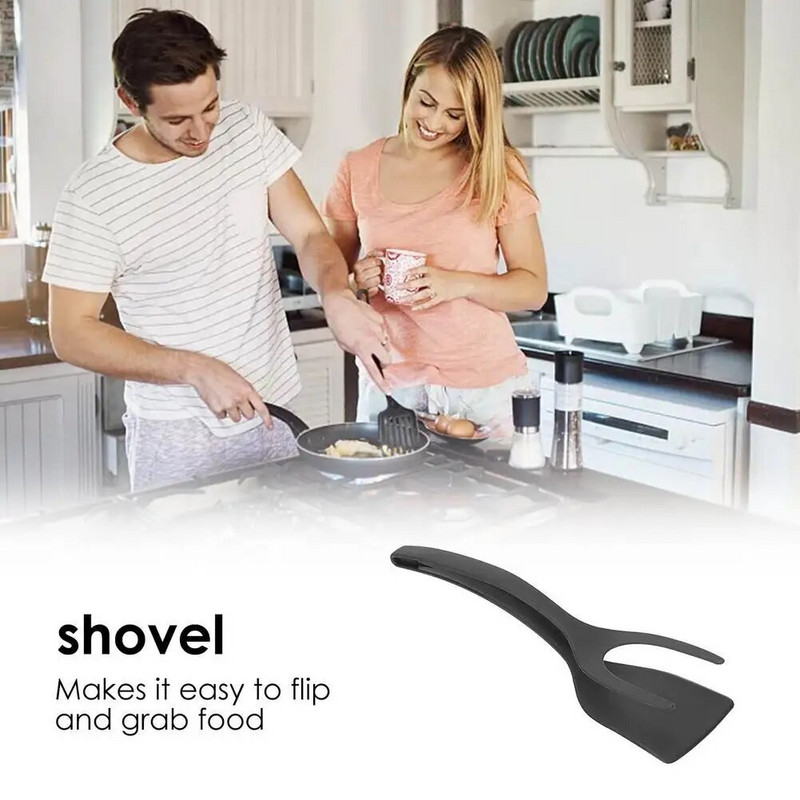Daugiafunkcinės 2 viename mentelės žnyplės virtuvės kiaušinių kepsniams skrudintai kumpiui keptos žnyplės Nelipnios žnyplės Nauji virtuvės priedai