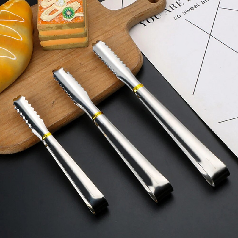 1vnt. Virtuvės įrankis, nerūdijančio plieno žnyplės, skirtos kepsninei vakarėliui, kepsninės spaustukas, duona, maistas, ledo spaustukas, ledo žnyplė, kepimo reikmenys