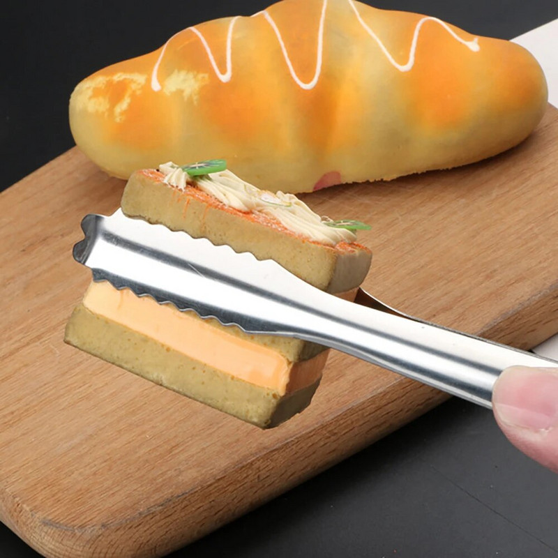 1vnt. Virtuvės įrankis, nerūdijančio plieno žnyplės, skirtos kepsninei vakarėliui, kepsninės spaustukas, duona, maistas, ledo spaustukas, ledo žnyplė, kepimo reikmenys