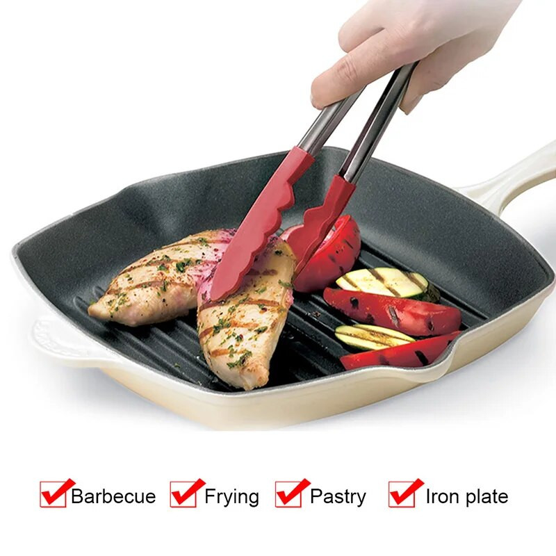 Hvataljka za hranu Kuhinjske hvataljke od nehrđajućeg čelika Silikonske najlonske neklizajuće kopče za kuhanje Stezaljka Roštilj Alati za salatu Roštilj Kuhinjski pribor