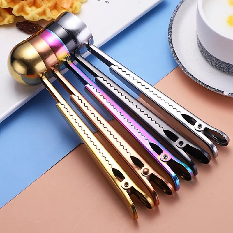 Roostevabast terasest põhjamaise stiilis kohvihelbed kohvioad lusikad Multifunktsionaalne tihendus värske säilitusklamber Köögitarvikud Tööriist