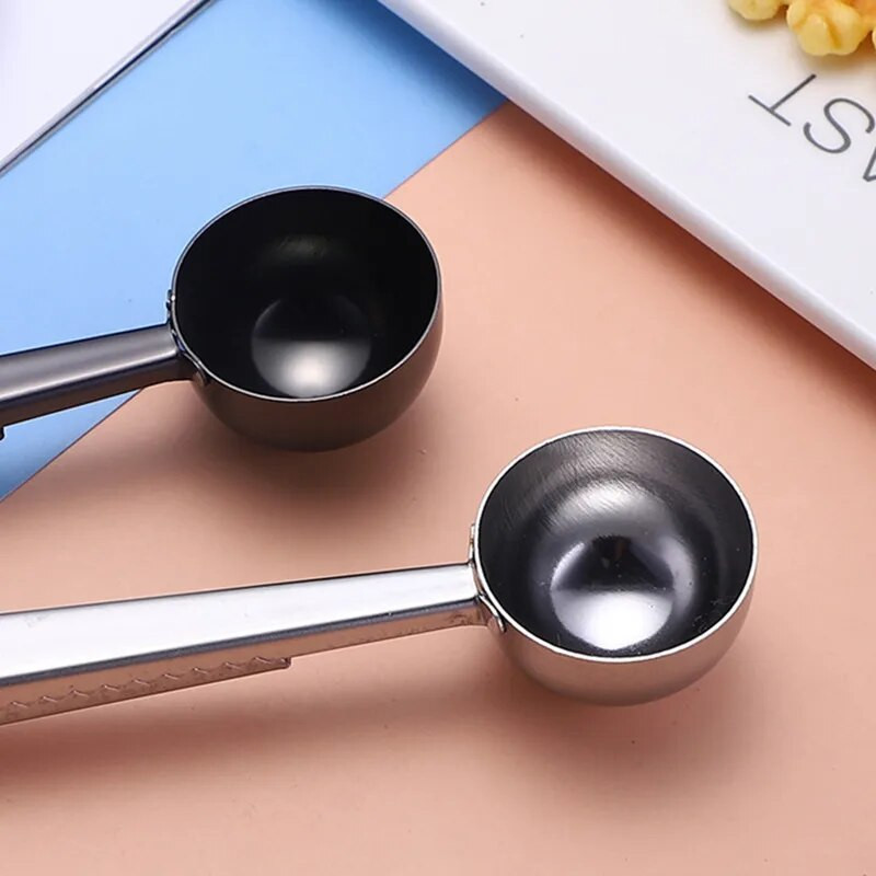 Nerūdijančio plieno šiaurietiško stiliaus kavos dribsniai Kavos pupelių šaukštai Daugiafunkcis sandarinimas Šviežias laikymo segtukas Virtuvės priedai Įrankis