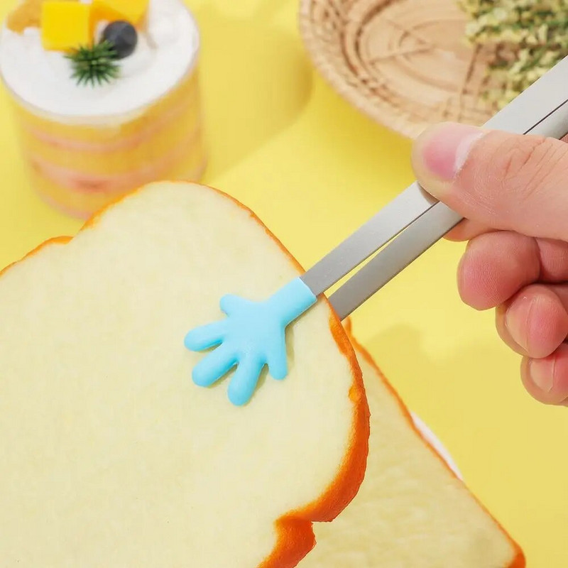 Kūrybingos silikoninės nerūdijančio plieno mini užkandžių žnyplės, neslystančios rankenos BBQ duona, ledo kubelio segtukas virtuvės priedai