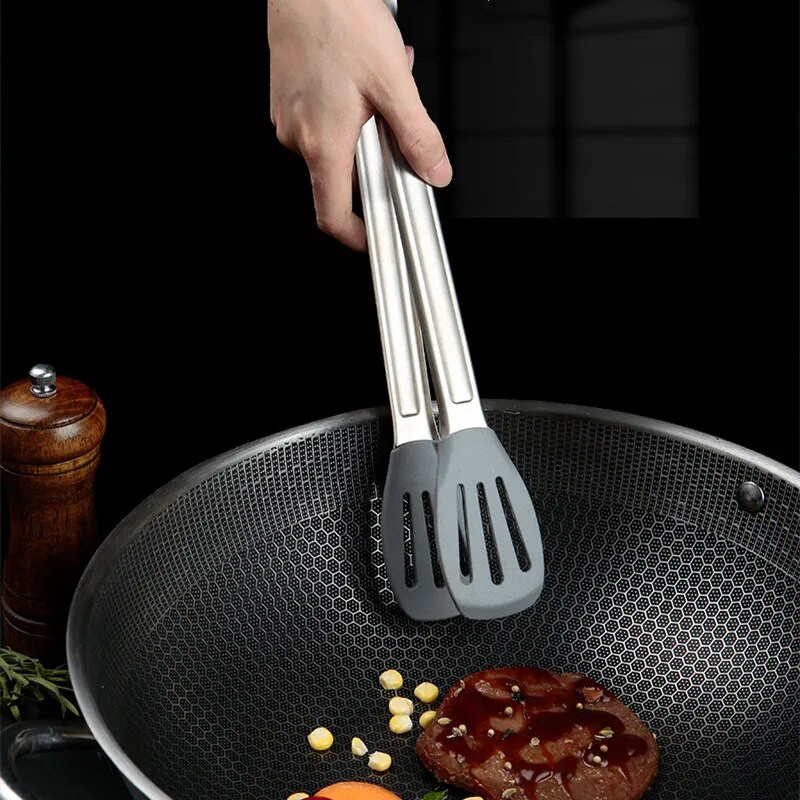 Nerūdijančio plieno rankena Virtuvės žnyplės Duonos mėsos salotų spaustukas Kepimo mentelė Namų virtuvės reikmenys ​Virtuvės priedai