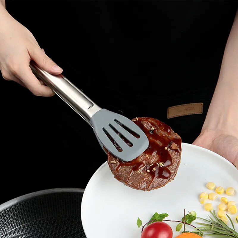 Nerūdijančio plieno rankena Virtuvės žnyplės Duonos mėsos salotų spaustukas Kepimo mentelė Namų virtuvės reikmenys ​Virtuvės priedai