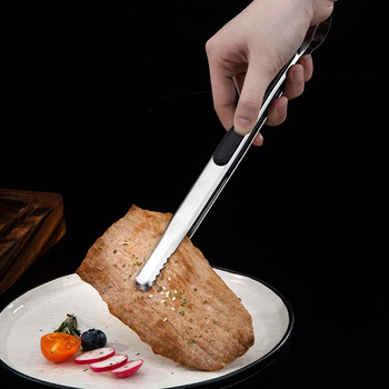 Ανοξείδωτη λαβίδα μπάρμπεκιου φαγητού Παχύ σφιγκτήρα μπουφέ Κλιπ σερβιρίσματος μπριζόλας ψωμιού Μαγειρικά σκεύη κουζίνας σπιτιού