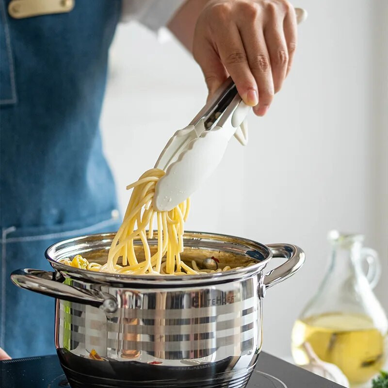 Stezaljka za hranu za roštilj Neklizajuća kopča za roštilj od nehrđajućeg čelika Silikonska hvataljka za roštilj na visokim temperaturama Blagovaonica Kuhinjski dodaci