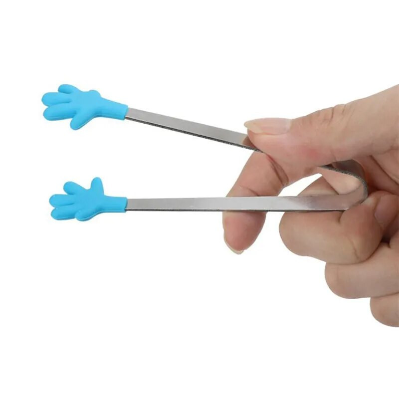 Uus kaasaskantav loominguline väike peopesa silikoonklamber libisemisvastane roostevabast terasest minikööginõud BBQ Clip köögitööriista tangid