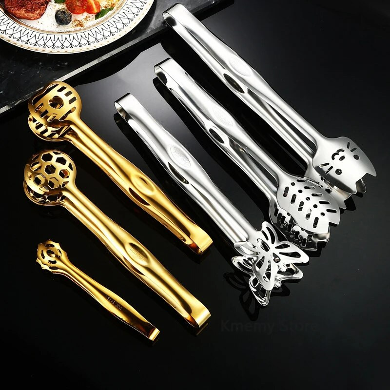 Roostevabast terasest kullast hõbedast toidutangid kassipalli liblika kujuga köök BBQ klambriga kooki leiva steiki puhvetklambriga toiduvalmistamisnõud