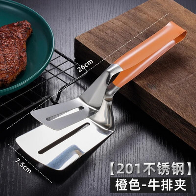 Mitmevärvilised roostevabast terasest BBQ-toidutangid Õõnes praad Leivaklamber Klamber Praadimine Kala Labidas Toidunõud Köögitööriistad