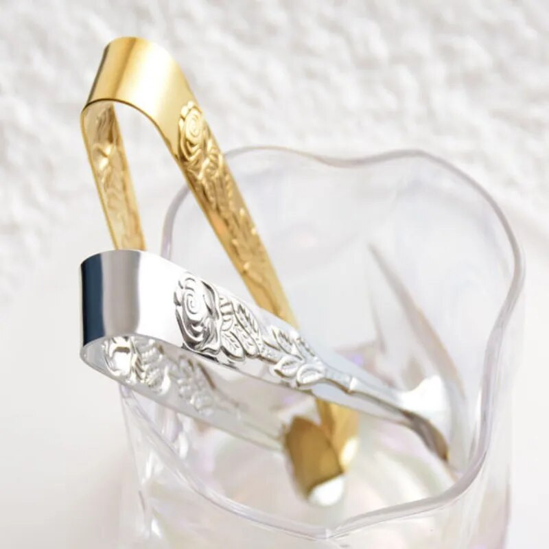 Ant grotelių keptos maisto spaustuko rožių rašto mini žnyplės 304 nerūdijančio plieno laikiklis Kepimo grilyje vaisių salotų spaustukas Virtuvės priedai