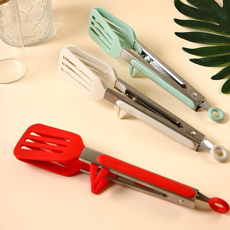 Silikoninis maisto žnyplių spaustukas nerūdijančio plieno kepsninės salotos Įrankiai Mėsos kepimas Duona Neslystantis spaustukas Grilis Prietaisai Virtuvės reikmenys