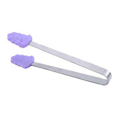 Cleste de servire pentru grătar din silicon pentru bucătărie pentru gătit Ustensila cu mâner din oțel inoxidabil Clip pentru grătar Cles pentru servire pâine pentru salată