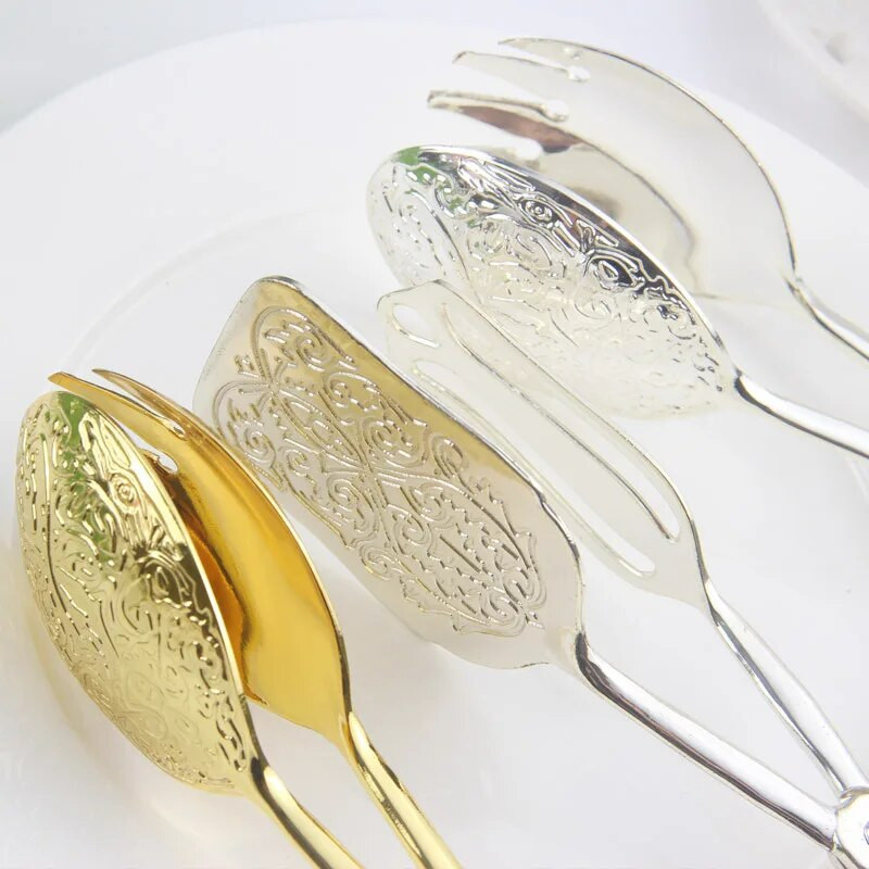 Clestă pentru alimente, placată cu aur, pentru gustare, pentru prăjitură, pentru salată, pâine, pentru patiserie, pentru coacere, instrument pentru grătar, pentru salată de fructe, pentru prăjitură, ustensile de bucătărie