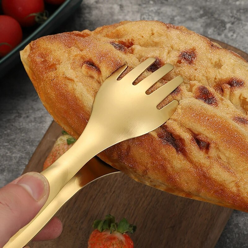Cleste pentru mâncare din oțel inoxidabil Ustensile de bucătărie pentru bufet îngroșate cu aur Ustensile de bucătărie pentru bufet Agrafe pentru grătar Cles pentru friptură de pâine