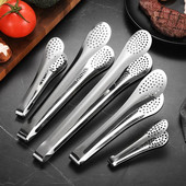 Clestă poroasă îngroșată anti-opărire pentru cleme pentru alimente, din oțel inoxidabil, scurgere de ulei, friptură la grătar, carne, salată, clemă pentru pâine, ustensile de bucătărie