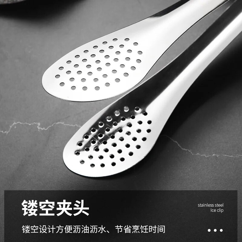 Clestă poroasă îngroșată anti-opărire pentru cleme pentru alimente, din oțel inoxidabil, scurgere de ulei, friptură la grătar, carne, salată, clemă pentru pâine, ustensile de bucătărie