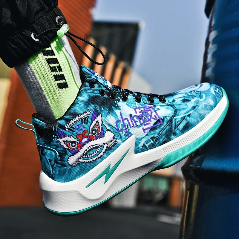 Детски баскетболни обувки в китайски стил Висококачествени мрежести маратонки за полеви тренировки Леки мъжки баскетболни обувки за деца