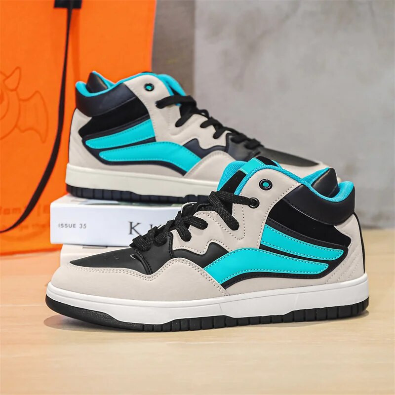 Pantofi pentru bărbați de marcă, din piele, cu vârf înalt, pantofi de baschet confortabili, anti-alunecare, respirabili, ocazional, pantofi de tenis pentru cuplu.