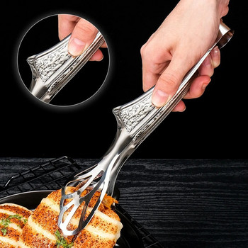 Двустранна куха щипка за храна от неръждаема стомана Стек Барбекю Щипки за готвене Хляб Стек Скоба Кухненски прибори