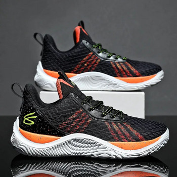 Модни оранжеви баскетболни спортни обувки унисекс външни дишащи мъжки маратонки с кошница Неплъзгащи се мъжки спортни обувки голям размер 36-46